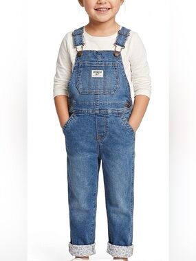 NWT OshKosh B'gosh Girls 5T Floral Lined Stretch Denim Overalls